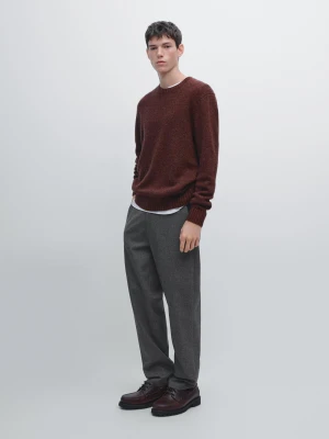 Jogger Fit Trousers With Structured Detail - Szary - - Massimo Dutti - Male