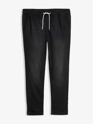 Joggery jeansowe z gumką w talii, regular fit, straight BonPrix czarny