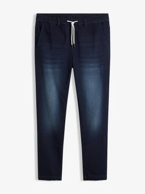 Joggery jeansowe z gumką w talii, regular fit, straight BonPrix niebieski