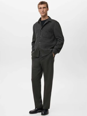 Joggery z flaneli z troczkami ciemnoszary - Mężczyzna - - MANGO MAN