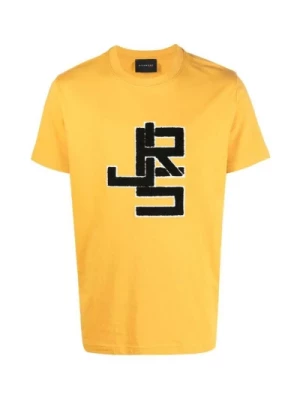 John Richmond, Koszulka z Kontrastowym Logo z Bawełny Yellow, male,