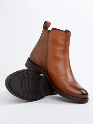 JOLANA & FENENA Skórzane botki w kolorze jasnobrązowym rozmiar: 39