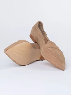 JOLANA & FENENA Skórzane slippersy w kolorze beżowym rozmiar: 40