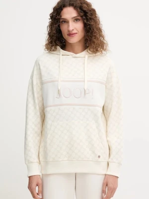 Joop! bluza damska kolor beżowy z kapturem wzorzysta 30030062 10007096