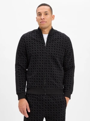 JOOP! Bluza męska - Tamaro Mężczyźni Bawełna czarny wypukły wzór tkaniny,