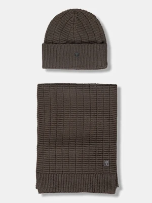 Joop! czapka i szalik z dodatkiem wełny kolor brązowy 30048148