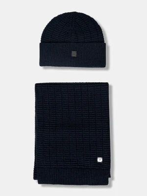 Joop! czapka i szalik z dodatkiem wełny kolor granatowy 30048148