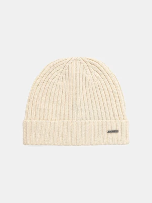 Joop! czapka wełniana kolor beżowy z cienkiej dzianiny wełniana 30033196