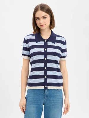 JOOP! Damska koszula z dzianiny - Kasha Kobiety Sztuczne włókno niebieski w paski,