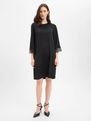 JOOP! Damska satynowa sukienka - Dancia Kobiety Sztuczne włókno czarny jednolity,