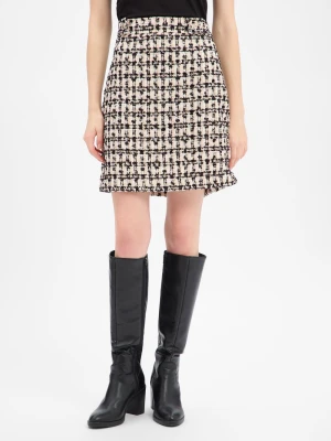 JOOP! Damska spódnica tweedowa - Scara Kobiety Sztuczne włókno beżowy|czarny w kratkę,