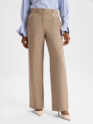 JOOP! Damskie spodnie materiałowe - Pia Kobiety Sztuczne włókno beżowy jednolity,