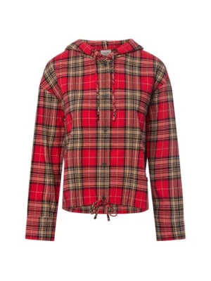 Joop Jeans Bluzka damska - Bridget Kobiety Bawełna czerwony|beżowy w kratkę,
