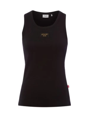 Joop Jeans Damski prążkowany top - Tana Kobiety Bawełna czarny jednolity,