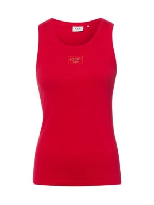 Joop Jeans Damski prążkowany top - Tana Kobiety Bawełna czerwony jednolity,
