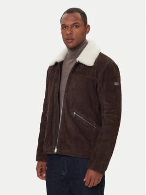 JOOP! Jeans Kurtka skórzana Byer 2620066 Brązowy Regular Fit