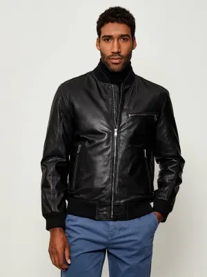 Joop! Jeans Skórzana kurtka bomber Soan | Regular Fit | z dodatkiem wełny