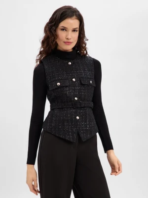 JOOP! Kamizelka damska - Viola Kobiety czarny wypukły wzór tkaniny,