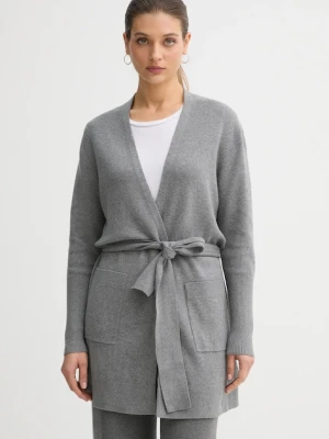 Joop! kardigan z domieszką jedwabiu damski kolor szary 30048479