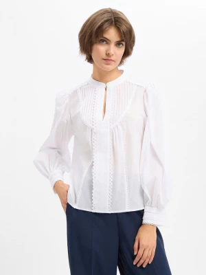 JOOP! Koronkowa bluzka damska - Bionda Kobiety Bawełna biały jednolity,