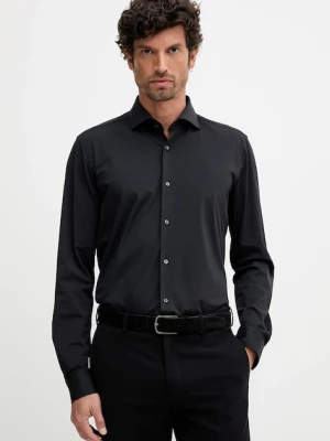 Joop! koszula męska kolor czarny slim z kołnierzykiem włoskim 30048248