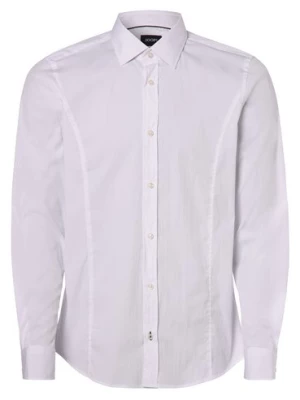 JOOP! Koszula męska Mężczyźni Slim Fit Bawełna biały jednolity kołnierzyk kent,