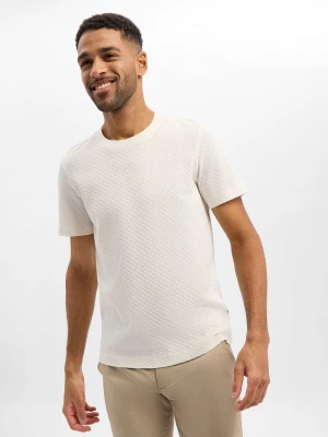 JOOP! Koszulka męska - Enrique Mężczyźni Bawełna beżowy wypukły wzór tkaniny,