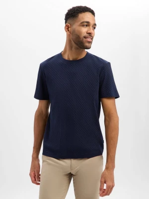 JOOP! Koszulka męska - Enrique Mężczyźni Bawełna niebieski wypukły wzór tkaniny,