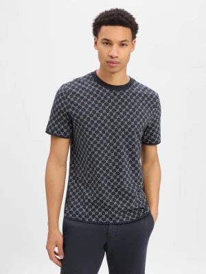 JOOP! Koszulka męska - Victormanuel Mężczyźni Bawełna niebieski wzorzysty,