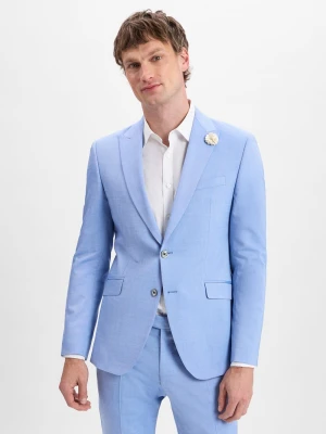 JOOP! Męska marynarka garniturowa z zawartością wełny - Hawker Mężczyźni Slim Fit wiskoza niebieski marmurkowy,
