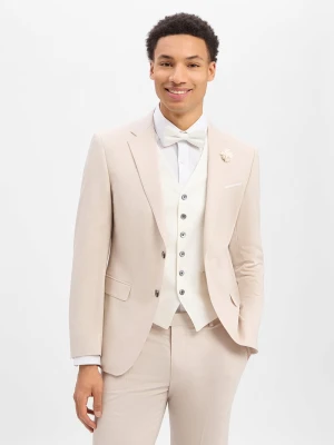 JOOP! Męska marynarka garniturowa z zawartością wełny - WeddingHerby Mężczyźni Slim Fit beżowy jednolity,