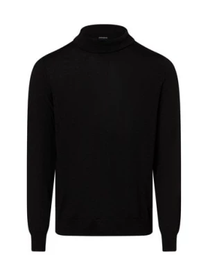 JOOP! Męski sweter z dzianiny merino - Donte Mężczyźni wełna ze strzyży czarny jednolity,