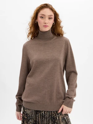 JOOP! Męski sweter z wełny merino Mężczyźni wełna ze strzyży brązowy marmurkowy,