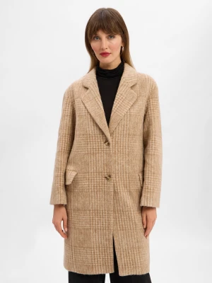 JOOP! Płaszcz damski Kobiety Sztuczne włókno brązowy|beżowy wzorzysty,
