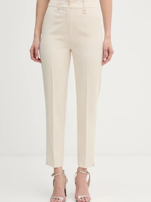 Joop! spodnie damskie kolor beżowy fason cygaretki high waist 30100482