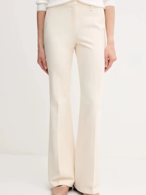 Joop! spodnie damskie kolor beżowy szerokie high waist 30047952