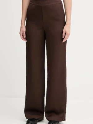 Joop! spodnie damskie kolor brązowy proste high waist 30048199