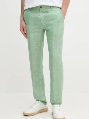 Joop! spodnie lniane Hank kolor zielony w fasonie chinos 30042198 10017599