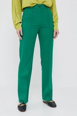 Joop! spodnie z domieszką wełny kolor zielony proste high waist