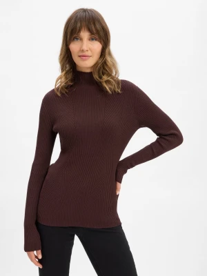 JOOP! Sweter damski Kobiety Prążki brązowy jednolity,