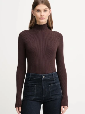 Joop! sweter damski kolor brązowy lekki z półgolfem 30033369