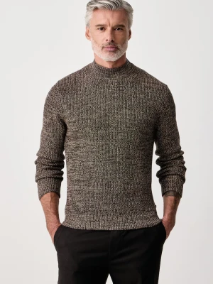 Joop! sweter męski z dodatkiem wełny brązowy