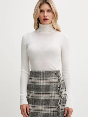 Joop! sweter wełniany damski kolor beżowy z golfem 30049422