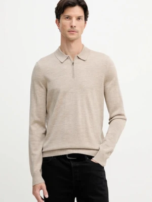 Joop! sweter wełniany męski kolor beżowy lekki 30047106