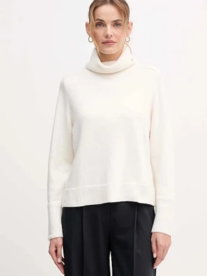 Joop! sweter z dodatkiem wełny damski kolor beżowy z golfem 30049417