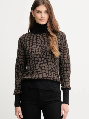 Joop! sweter z dodatkiem wełny damski kolor brązowy lekki z golfem 30048423