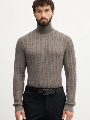 Joop! sweter z dodatkiem wełny męski kolor brązowy z golferm 30047372