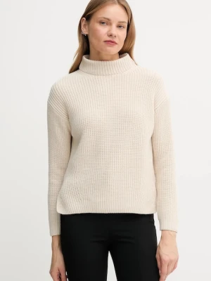 Joop! sweter z wełną damski kolor beżowy lekki z półgolfem 30048456