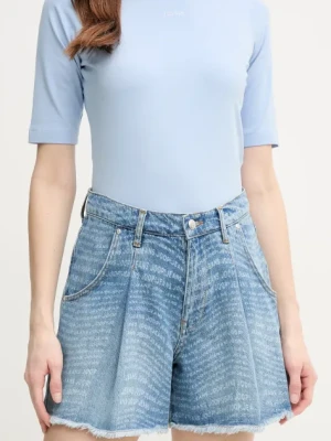 Joop! szorty jeansowe damskie kolor niebieski wzorzyste high waist 30046453