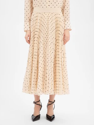 JOOP! Szyfonowa plisowana spódnica damska - Salma Kobiety beżowy|czarny w kropki,